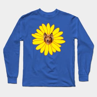 Jolly Collie Yellow Sunflower Blossom Long Sleeve T-Shirt